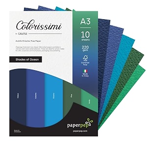 paper pep colorissimi card stock 220gsm a3 shades of ocean assorted pack of 10 sheets
