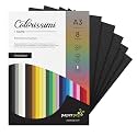 Paper Pep Colorissimi Card Stock 220GSM A3 Nero (Black) Unicolor Pack of 8 Sheets
