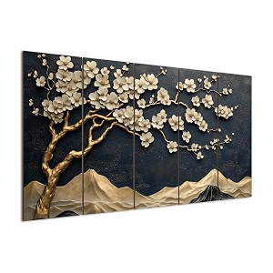 paper plane design large wishing tree wall art for living room  5-panel nature painting  large 27 x 50 inches  vibrant home amp office decor g