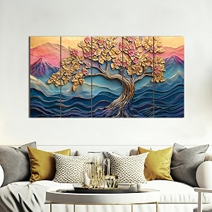paper plane design large wishing tree wall art for living room  5-panel nature painting  large 27 x 50 inches  vibrant home amp office decor f