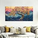 PAPER PLANE DESIGN Large Wishing Tree Wall Art for Living Room – 5-Panel Nature Painting – Large 27 x 50 Inches – Vibrant Home &amp; Office Decor (F)