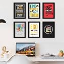 PAPER PLANE DESIGN Time Is Short Quote and Motivational Framed Posters - Inspirational Frame For Home Decor. (Set Of 6)