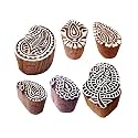 Paper Printing Stamps Ornate Paisley Shape Wooden Blocks (Set of 6)