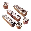 Paper Printing Stamps Urban Border Swirl Shape Wooden Blocks (Set of 6)