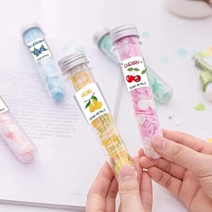 paper soap  travel-friendly disposable soap flakes  scented mini handwash strips  tube bottle with flower design  pocket size hygiene for travel office camping 2