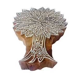 paper wood stamp large leafy tree design big printing block