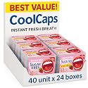 Papermints CoolCaps Breath Mints Sugar Free for Bad Breath Strawberry 24 pack – 960 mints. Extreme bad breath treatment for adults. Breath Freshener Sugar Free Mints.