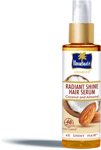 parachute advansed radiant shine hair serum coconut  almond 48hr frizz control 10x strong hair 100 ml