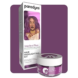 paradyes ammonia free amethyst plum semi-permanent hair color highlighting kit enriched with herbal ingredients for all hair types 75g