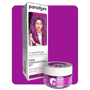 paradyes ammonia free comrii purple semi-permanent hair color highlighting kit enriched with herbal ingredients for all hair types 75g