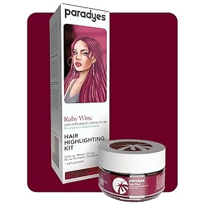 paradyes ammonia free ruby wine semi-permanent hair color highlighting kit enriched with herbal ingredients for all hair types 75g