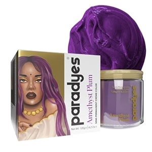 paradyes semi-permanent amethyst plum hair colour  conditioner-based diy colour  for colour refresh  best on pre-lightened hair  120g