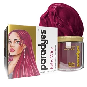 paradyes semi-permanent ruby wine hair colour  conditioner-based diy colour  for colour refresh  best on pre-lightened hair  120g