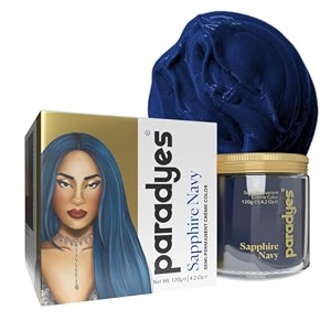 paradyes semi-permanent sappire navy diy conditioner based hair colour infused with aloe-vera bhringaraj brahmi almonds amp amla 120 gm