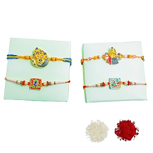 rakhi combo beads with roli amp chawal rakhi bracelets for girls boys and couples set of with roli amp chawal set 4