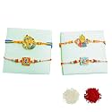 Rakhi Combo Beads with Roli &amp; Chawal Rakhi Bracelets for Girls, Boys and Couples, Set of, with Roli &amp; Chawal (SET 4)