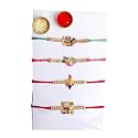 Rakhi Combo Beads with Roli &amp; Chawal Rakhi Bracelets for Girls, Boys and Couples, Set of, with Roli &amp; Chawal (4)