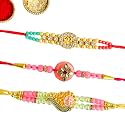 Rakhi Combo Beads with Roli &amp; Chawal Rakhi Bracelets for Girls, Boys and Couples, Set of, with Roli &amp; Chawal (3 SET E)