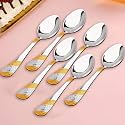 Parage 6 Pieces Stainless Steel 24k Golden Tea Spoons Set, 13.5 cm, Premium Spoons for Home &amp; Kitchen, Luxury Dining Tableware Gift for House Warming, 24 Karat Gold Plated Small Spoon, Imperial design