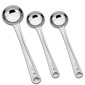 parage 3 pieces stainless steel ladle set for kitchen cooking and serving pack of 3 karchisoup ladlekalchun silver size 125 inches x 1 11 inches x 2