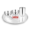 Parage 5 Pieces Stainless Steel Dinner Set/Thali Set/Dinnerware for Home/Steel Bartan Set for Kitchen, Silver (Serves 1)