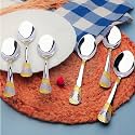 Parage 6 Pieces Stainless Steel 24k Golden Table Spoons Set, 18 cm Long, Premium Spoons for Home &amp; Kitchen, Luxury Dining Gift for House Warming,24 Karat Gold Plated Big Spoons, Imperial Design
