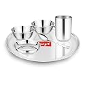 Parage 6 Pieces Stainless Steel Dinner Set/Thali Set/Dinnerware for Home/Steel Bartan Set for Kitchen, Silver (Serves 1)