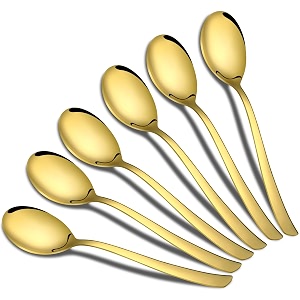 parage 6 pieces stainless steel golden soup spoon set home amp kitchen 185 cm long premium spoons luxury dinning tableware gift for house warming pvd gold soup spoon set of 6