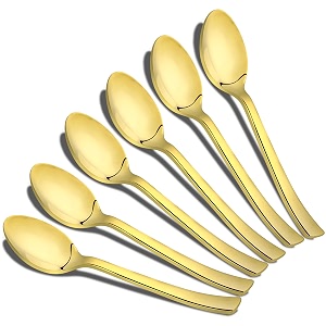 parage 6 pieces stainless steel premium small coffee spoons golden spoon set luxury dinning tabelware gift house warming length 12cm food grade for home amp kitchen pvd gold coffee spoon set