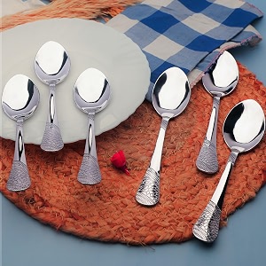 parage 6 pieces stainless steel table spoons18 cm long premium spoons set for home amp kitchen luxury dinning tableware cutlery set gift for house warming6 big spoons silver imperial design