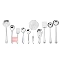 Parage Stainless Steel 10 Pieces Cooking Spoons Set, Contains Ladle, Turner, Strainer, Rice Spoon, Oval Spoon, Serving Spoon, Kitchen Cooking Essential Set for Home, 10 Pcs