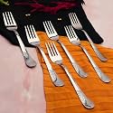 Parage 6 Pieces Stainless Steel Table Forks Set - 18.5 cm Long, Premium Cutlery for Home &amp; Kitchen, Luxury Dinning Tableware Gift for House Warming - Silver Imperial Design
