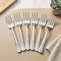 Parage 6 Pieces Stainless Steel Forks Set, 16 cm Long, Premium Fork for Home &amp; Kitchen, Luxury Dining Tableware Cutlery Set Gift for House Warming,6 Dinner Forks, Silver Imperial Design