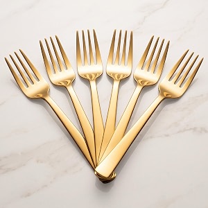 parage 6 pieces stainless steel golden fork set 16 cm long premium forks cutlery for home amp kitchen luxury dining tableware gift for house warming6 gold dinner fork
