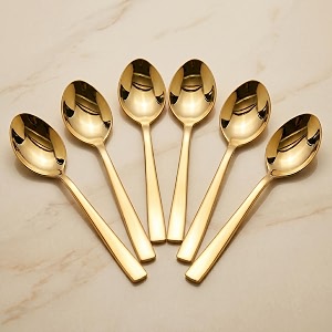parage stainless steel gold spoons set of 618 cm long premium spoons for home amp kitchen luxury dinning tableware gift for house warming6 pieces golden big spoons