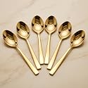 Parage Stainless Steel Gold Spoons Set of 6,18 cm Long, Premium Spoons for Home &amp; Kitchen, Luxury Dinning Tableware Gift for House Warming,6 Pieces Golden Big Spoons