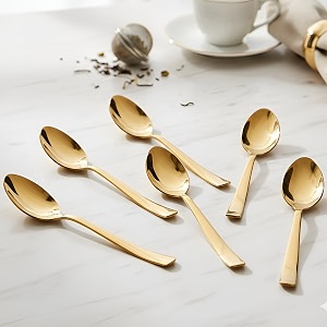 parage stainless steel gold tea spoons set of 6135 cm long premium spoons for home amp kitchen luxury dinning tableware gift for house warming6 pieces golden small spoon