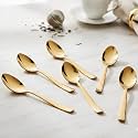 Parage Stainless Steel Gold Tea Spoons Set of 6,13.5 cm Long, Premium Spoons for Home & Kitchen, Luxury Dinning Tableware Gift for House Warming,6 Pieces Golden Small Spoon