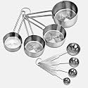 Parage Stainless Steel Measuring Cups &amp; Spoon Combo for Dry or Liquid/Kitchen Gadgets/Cooking &amp; Baking/Stackable Professional Measuring Cup Set with Measurement Handles (WH,Set of 4 Cups &amp; 4 Spoons)