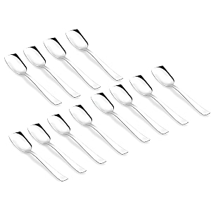 parage stainless steel set of 12 ice cream spoons silverware spoon set dinner spoon length 135cm food grade silverware for home amp kitchen durable stylish 12 silver spoons