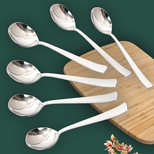 parage 6 pieces stainless steel soup spoon set for home amp kitchen 185 cm long perfect for soup and stew set of 6 silver
