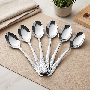 parage 6 pieces stainless steel spoons set 16 cm premium dinner spoons for home amp kitchen luxury dining tableware cutlery set gift for house warming silver imperial design