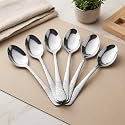 Parage 6 Pieces Stainless Steel Spoons Set, 16 cm, Premium Dinner Spoons for Home &amp; Kitchen, Luxury Dining Tableware Cutlery Set Gift for House Warming, Silver Imperial Design