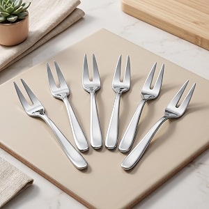 parage tiara stainless steel fruit fork set of 6 2mm heavy gauge food grade cutlery 125 cm length mirror finish silver table forks rust resistant flatware for kitchen hotel restaurant dining