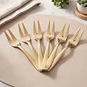 Parage Tiara Stainless Steel PVD Gold Fruit Fork Set of 6, 2MM Heavy Gauge Food Grade Cutlery, 12.5 CM Length, Mirror Finish Table Forks, Rust Resistant Flatware for Kitchen Hotel Restaurant Dining
