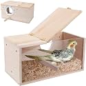 Parakeet Nesting Box,Wooden Parrot Nest Breeding Box with Perch(L)