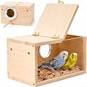 Parakeet Nesting Box,Wooden Parrot Nest Breeding Box with Perch(S)