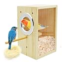 Parakeet Nesting Box,Transparent Bird Nest Boxs Natural Wooden Breeding Box with Coconut Fiber,Birds Cage House with Perch for Canary Budgies Gouldian Finch Cockatiel Conure and Other Small Birds