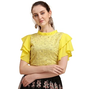 Paralians Casual Layered Sleeve Embroidered Women Top