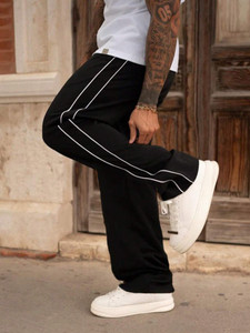 Paralians Solid Men Black Track Pants